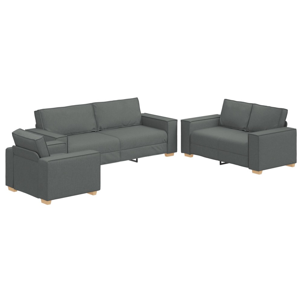 vidaXL Set de canapea cu pernă 3 pcs Gri 220 x 78 x 84 cm țesătură