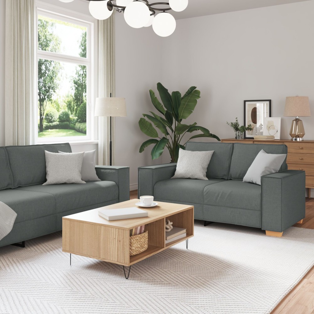 vidaXL Set de canapea cu pernă 3 pcs Gri 220 x 78 x 84 cm țesătură