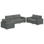 vidaXL Set de canapea cu pernă 3 pcs Gri 220 x 78 x 84 cm țesătură