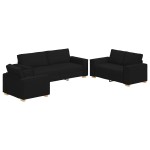 vidaXL Set de canapea cu pernă 3 pcs Negru 220 x 78 x 84 cm țesătură vidaXL Set de canapea cu pernă 3 pcs Negru 220 x 78 x 84 cm țesătură
