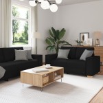 vidaXL Set de canapea cu pernă 3 pcs Negru 220 x 78 x 84 cm țesătură vidaXL Set de canapea cu pernă 3 pcs Negru 220 x 78 x 84 cm țesătură
