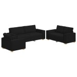vidaXL Set de canapea cu pernă 3 pcs Negru 220 x 78 x 84 cm țesătură vidaXL Set de canapea cu pernă 3 pcs Negru 220 x 78 x 84 cm țesătură