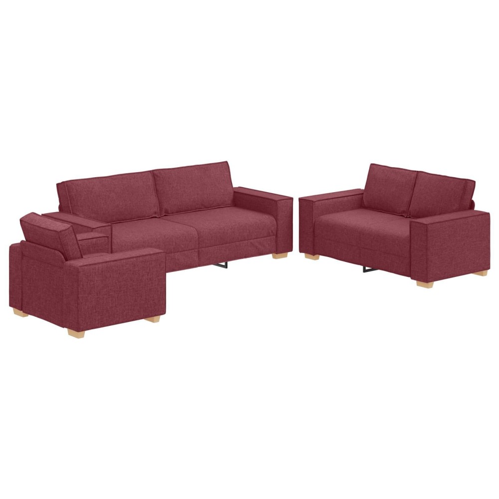 vidaXL Set de canapea 3 pcs Roșu Vin 220 x 78 x 84 cm țesătură