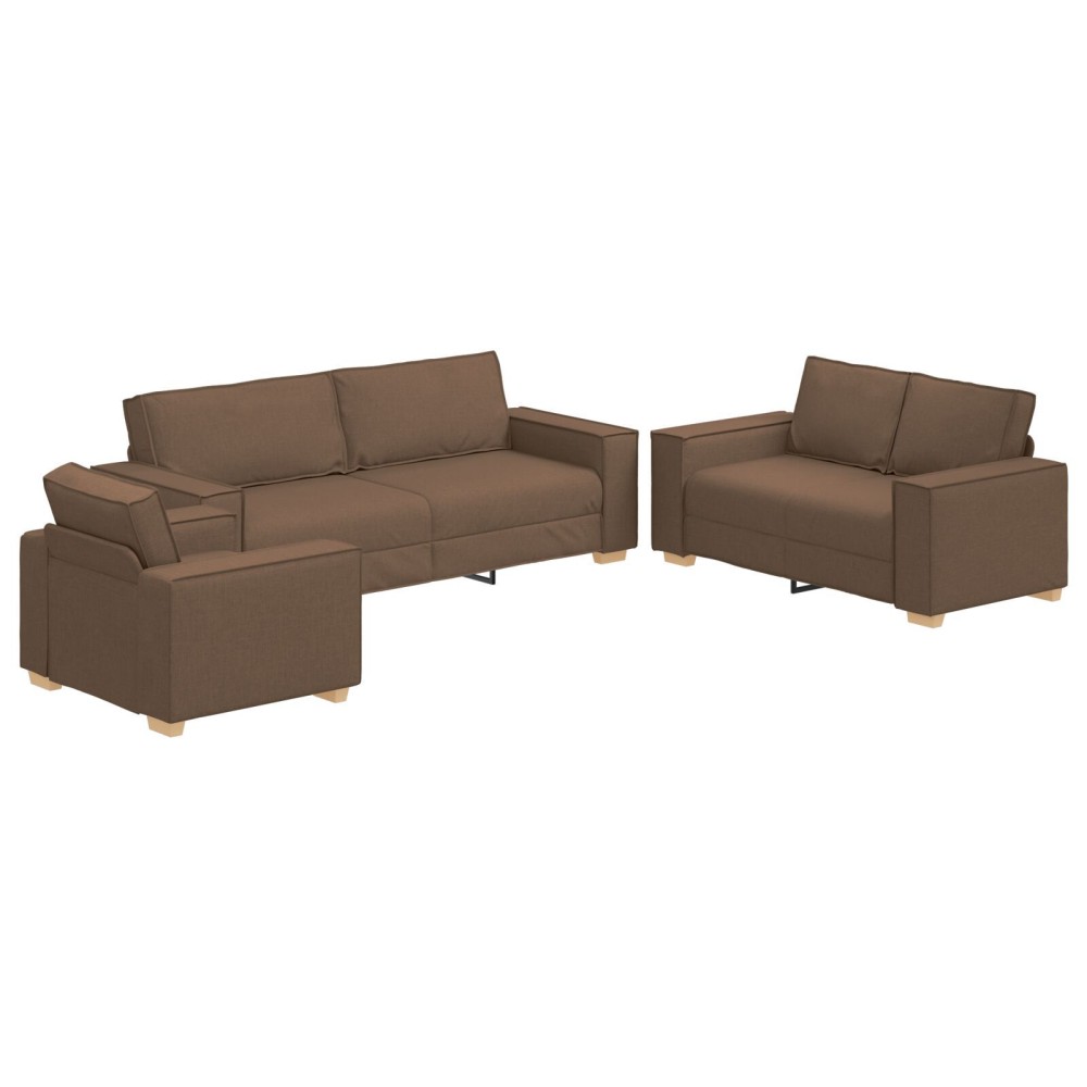 vidaXL Set de canapea cu pernă 3 pcs Maro 220 x 78 x 84 cm țesătură