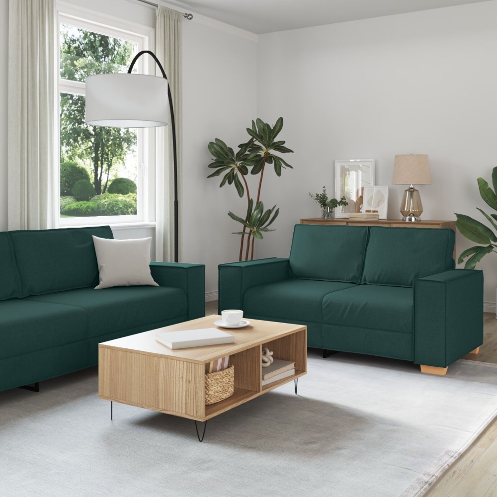 vidaXL Set de canapea 3 pcs Verde închis 220 x 78 x 84 cm țesătură