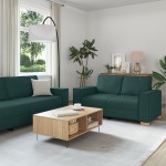 vidaXL Set de canapea 3 pcs Verde închis 220 x 78 x 84 cm țesătură vidaXL Set de canapea 3 pcs Verde închis 220 x 78 x 84 cm țesătură
