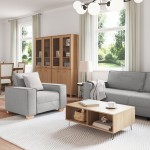 vidaXL Set de canapea cu pernă 3 pcs Gri 220 x 78 x 84 cm țesătură