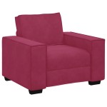vidaXL Set canapea cu perne, 3 piese, roșu vin, catifea vidaXL Set canapea cu perne, 3 piese, roșu vin, catifea
