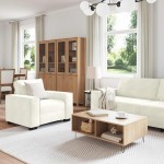 vidaXL Set de canapele cu perne, 3 piese, crem, catifea