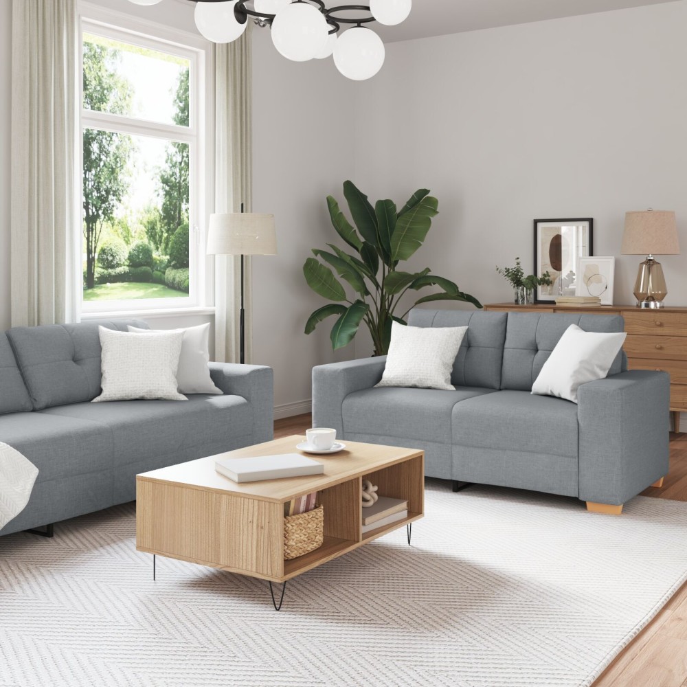 vidaXL Set de canapea cu pernă cu pernă 3 pcs Gri țesătură