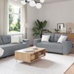 vidaXL Set de canapea cu pernă cu pernă 3 pcs Gri țesătură vidaXL Set de canapea cu pernă cu pernă 3 pcs Gri țesătură