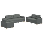 vidaXL Set de canapea cu pernă cu pernă 3 pcs Gri țesătură