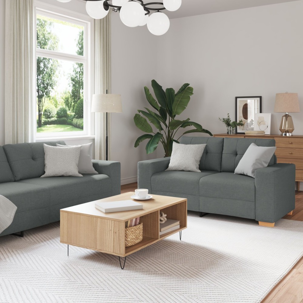 vidaXL Set de canapea cu pernă cu pernă 3 pcs Gri țesătură