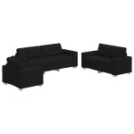 vidaXL Set de canapea cu pernă cu pernă 3 pcs Negru țesătură vidaXL Set de canapea cu pernă cu pernă 3 pcs Negru țesătură