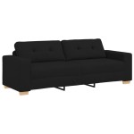 vidaXL Set de canapea cu pernă cu pernă 3 pcs Negru țesătură vidaXL Set de canapea cu pernă cu pernă 3 pcs Negru țesătură