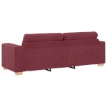 vidaXL Set de canapea cu pernă cu pernă 3 pcs Roșu Vin țesătură