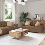 vidaXL Set de canapea cu pernă cu pernă 3 pcs Maro țesătură vidaXL Set de canapea cu pernă cu pernă 3 pcs Maro țesătură