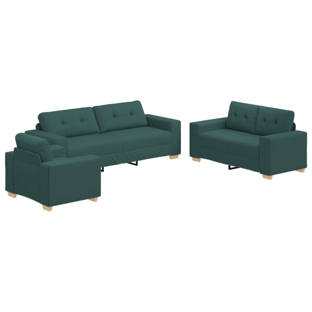 vidaXL Set de canapea cu pernă cu pernă 3 pcs Verde închis țesătură