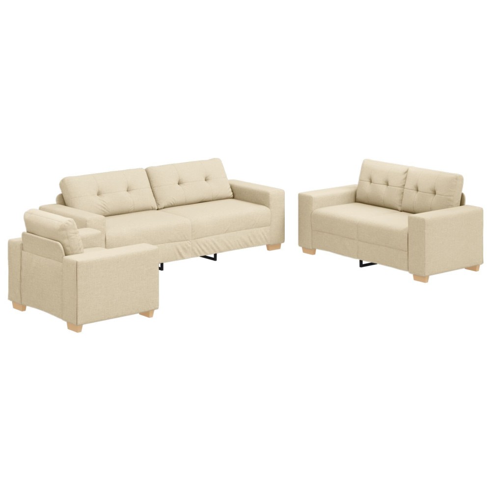 vidaXL Set de canapea cu pernă cu pernă 3 pcs Crem țesătură