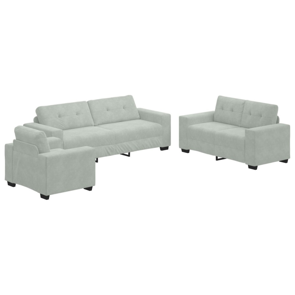 vidaXL Set de canapea cu pernă 3 pcs Gri 221 x 78 x 80 cm Catifea