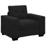 vidaXL Set de canapea cu pernă 3 pcs Negru 221 x 78 x 80 cm Catifea