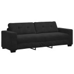 vidaXL Set de canapea cu pernă 3 pcs Negru 221 x 78 x 80 cm Catifea