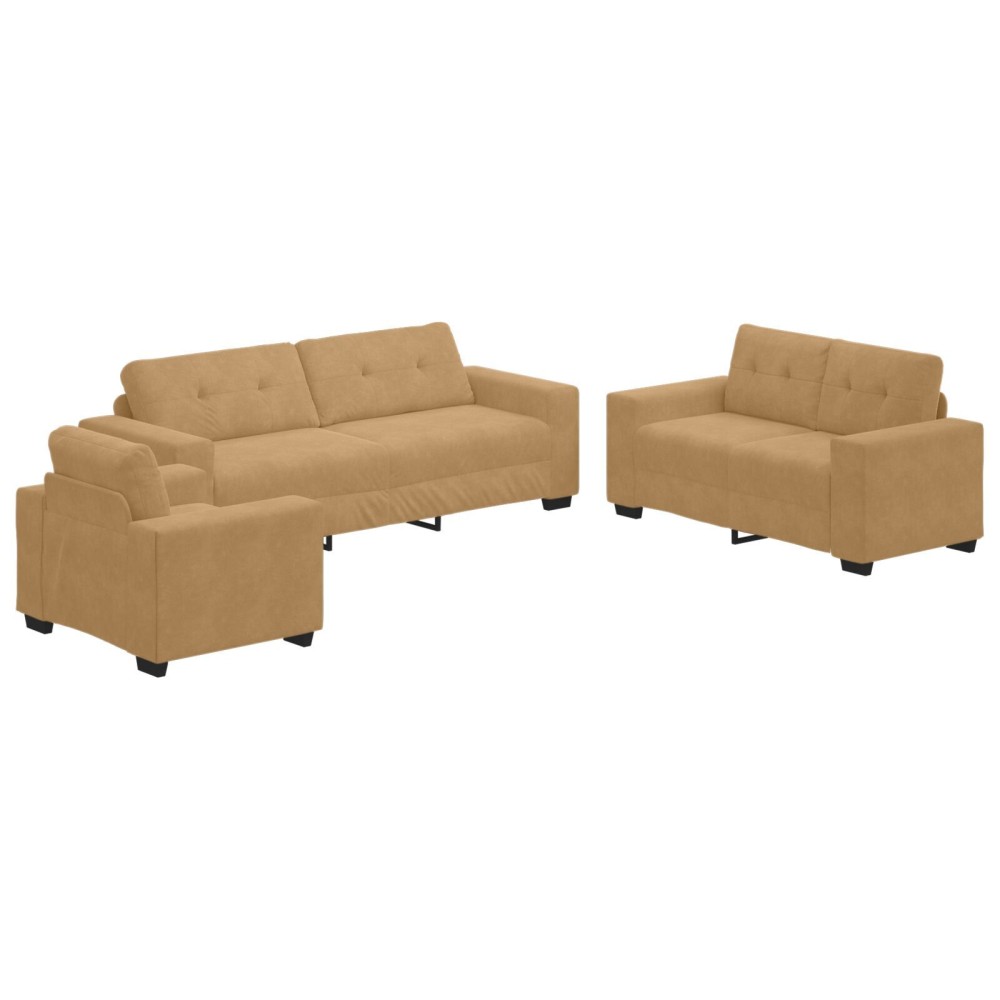 vidaXL Set de canapea cu pernă 3 pcs Maro 221 x 78 x 80 cm Catifea