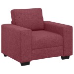 vidaXL Set canapea cu perne, 3 piese, roșu vin, material textil