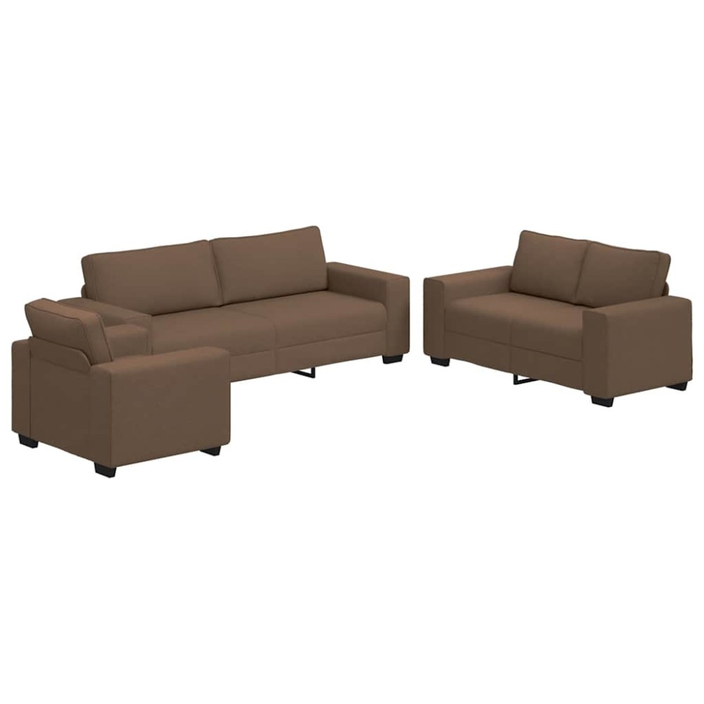 vidaXL Set de canapele cu perne, 3 piese, maro, textil