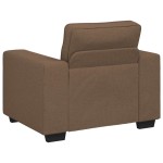 vidaXL Set de canapele cu perne, 3 piese, maro, textil vidaXL Set de canapele cu perne, 3 piese, maro, textil