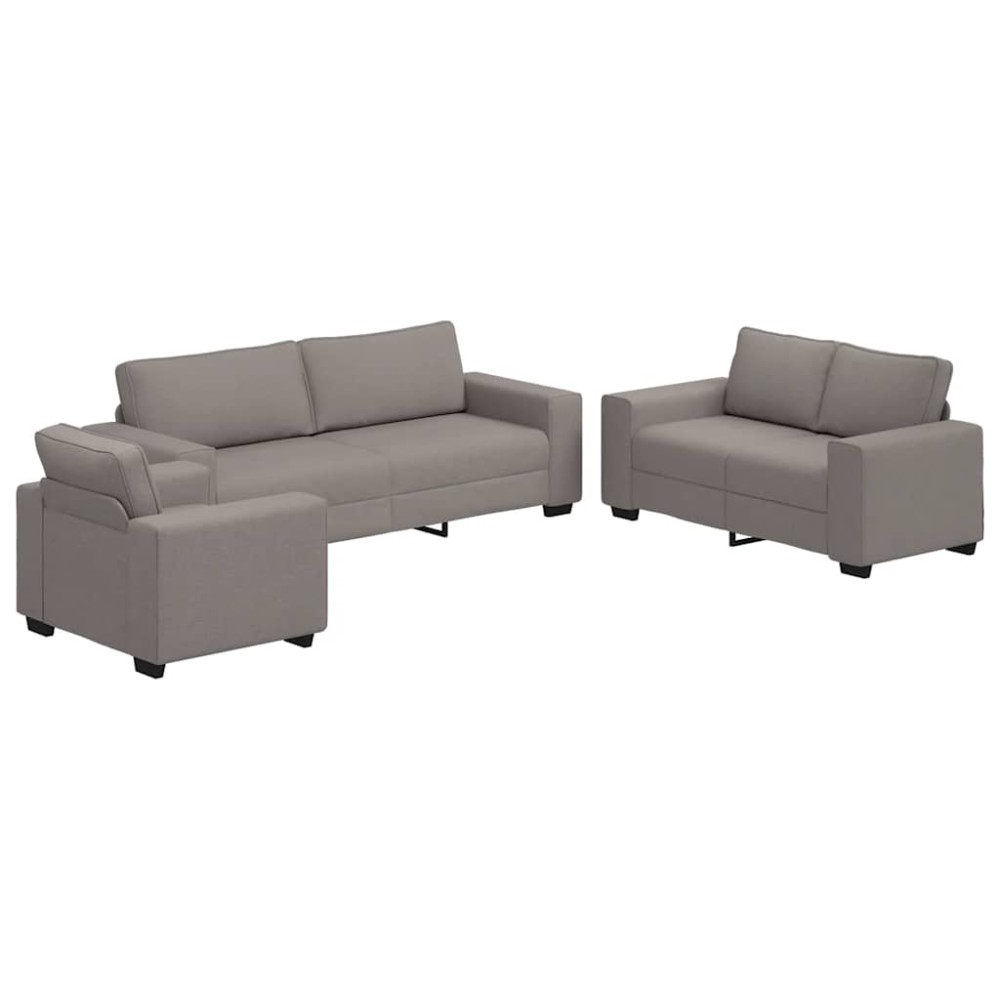 vidaXL Set de canapea cu perne, 3 piese, gri taupe, material textil
