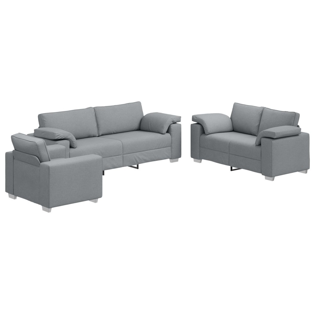 vidaXL Set de canapea cu pernă 3 pcs Gri 219 x 77 x 82 cm țesătură