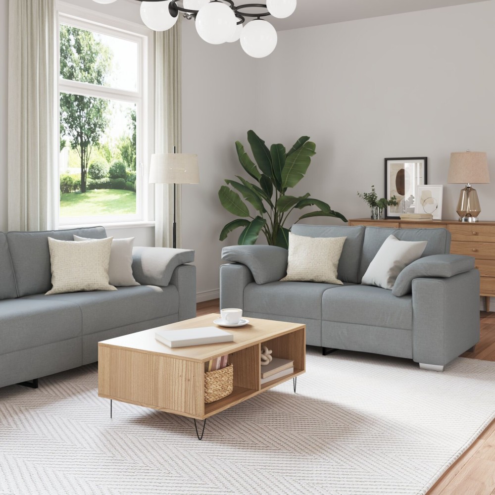 vidaXL Set de canapea cu pernă 3 pcs Gri 219 x 77 x 82 cm țesătură