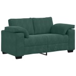 vidaXL Set de canapele cu perne, 3 piese, verde închis, catifea vidaXL Set de canapele cu perne, 3 piese, verde închis, catifea