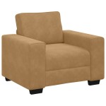 vidaXL Set de canapele cu perne, 3 piese, maro, catifea