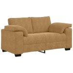 vidaXL Set de canapele cu perne, 3 piese, maro, catifea
