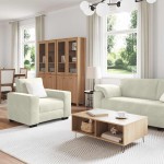 vidaXL Set de canapele cu perne, 3 piese, crem, catifea