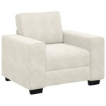 vidaXL Set de canapele cu perne, 3 piese, crem, catifea