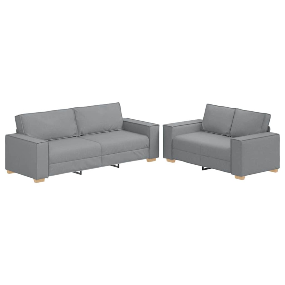 vidaXL Set de canapele cu perne, 2 piese, gri deschis, textil