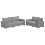 vidaXL Set de canapele cu perne, 2 piese, gri deschis, textil