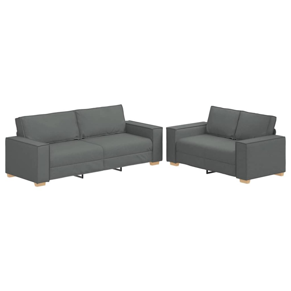 vidaXL Set de canapele cu perne, 2 piese, gri închis, textil