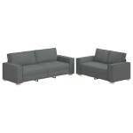 vidaXL Set de canapele cu perne, 2 piese, gri închis, textil