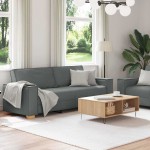 vidaXL Set de canapele cu perne, 2 piese, gri închis, textil
