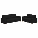 vidaXL Set de canapele cu perne, 2 piese, negru, textil vidaXL Set de canapele cu perne, 2 piese, negru, textil