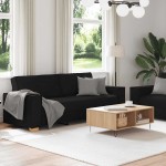 vidaXL Set de canapele cu perne, 2 piese, negru, textil vidaXL Set de canapele cu perne, 2 piese, negru, textil