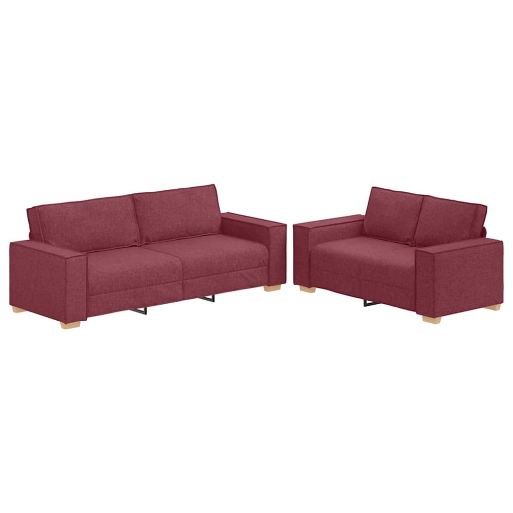vidaXL Set canapea cu perne, 2 piese, roșu vin, material textil