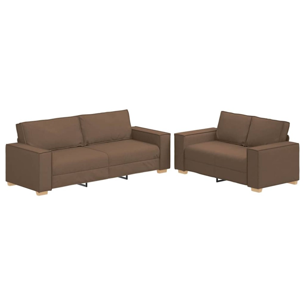 vidaXL Set de canapele cu perne, 2 piese, maro, textil