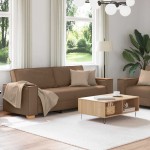 vidaXL Set de canapele cu perne, 2 piese, maro, textil vidaXL Set de canapele cu perne, 2 piese, maro, textil