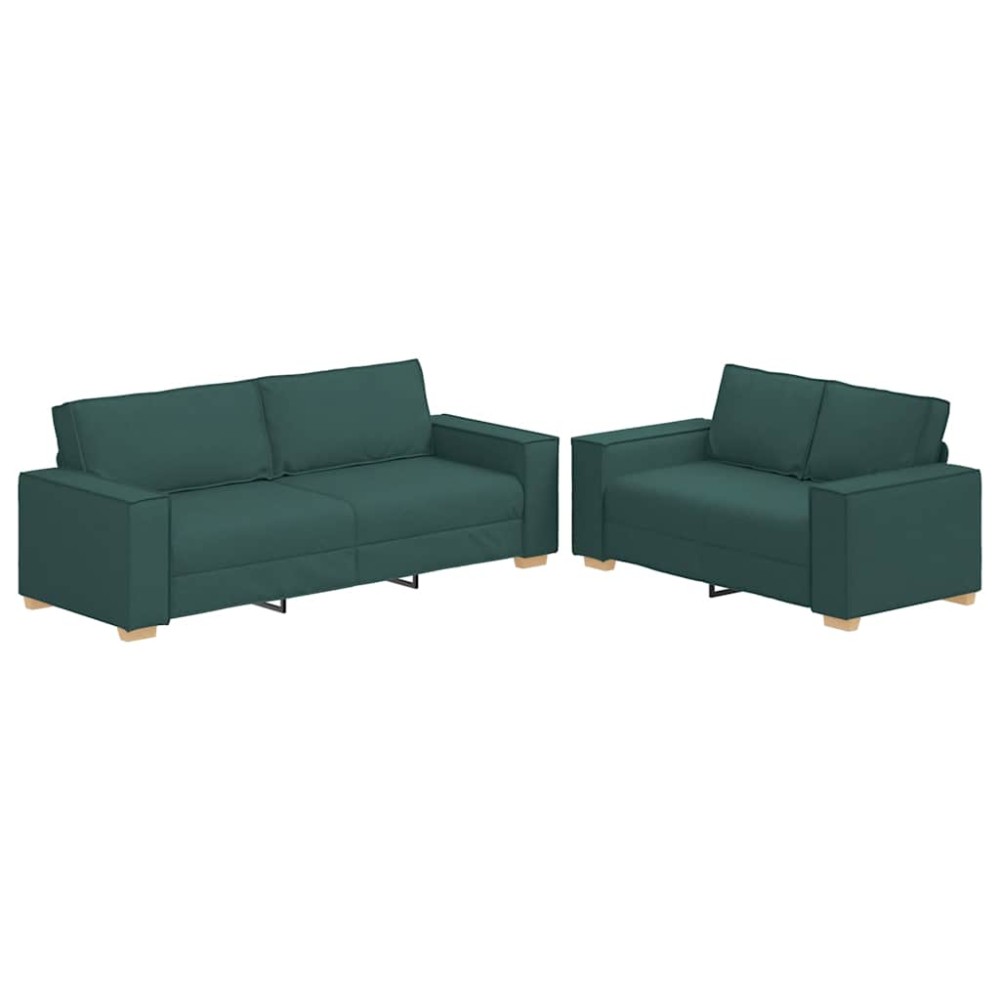 vidaXL Set de canapele cu perne, 2 piese, verde închis, textil