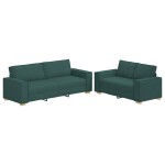 vidaXL Set de canapele cu perne, 2 piese, verde închis, textil vidaXL Set de canapele cu perne, 2 piese, verde închis, textil